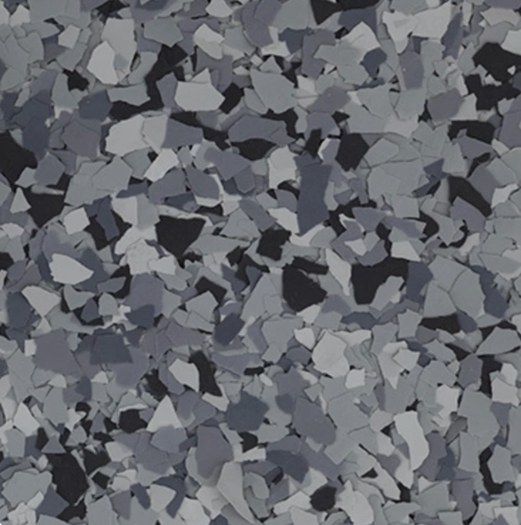 Nightfall vinyl flake epoxy color sample