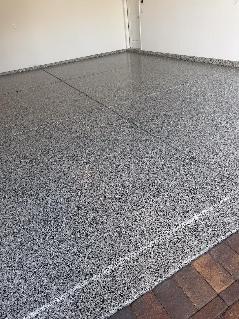 Finished epoxy garage floor in Las Vegas, NV by Tabwa Coatings